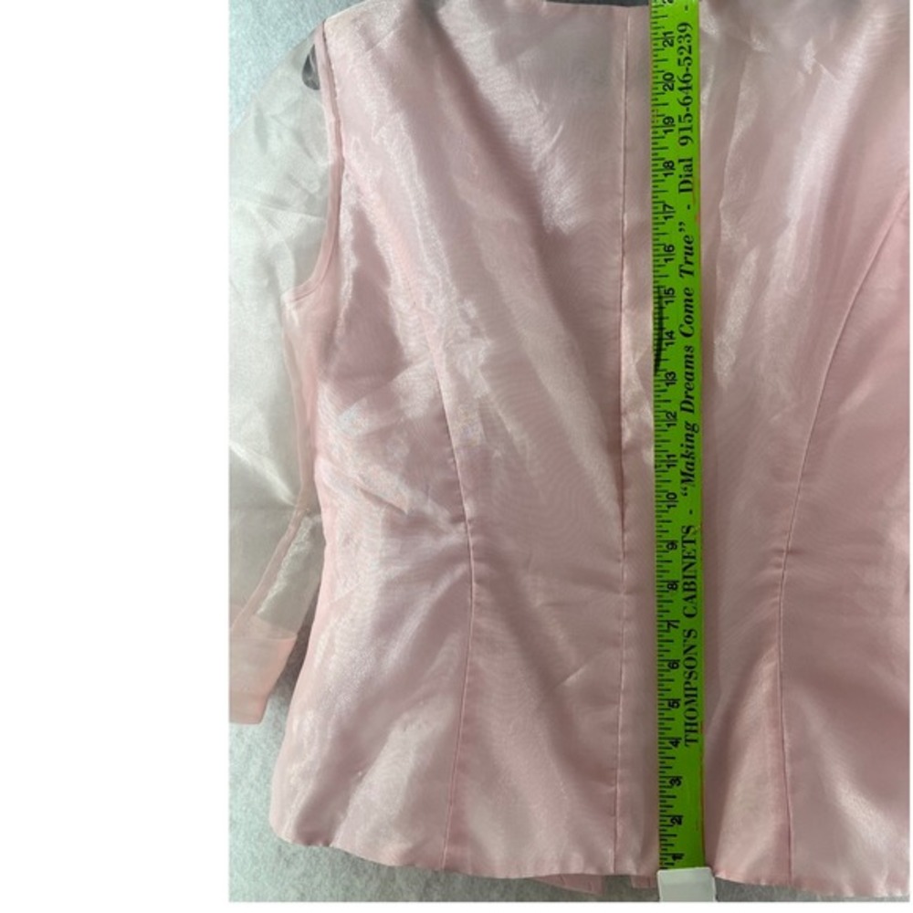 Alex Evenings Blouse Womens Medium‎ Pink Excellent Shimmer Sheer Sleeve Formal - Picture 7 of 8